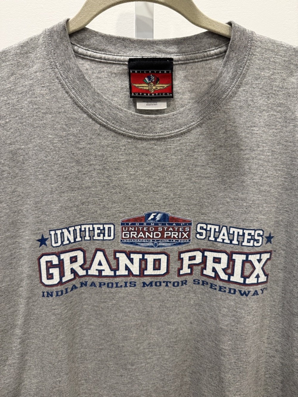 Vintage Brickyard Spell Out Formula 1 United State Grand Prix Tee Size L Y2K
